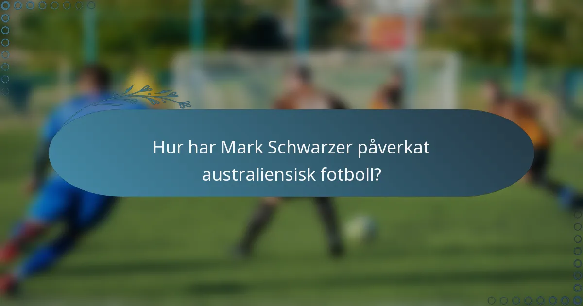 Hur har Mark Schwarzer påverkat australiensisk fotboll?