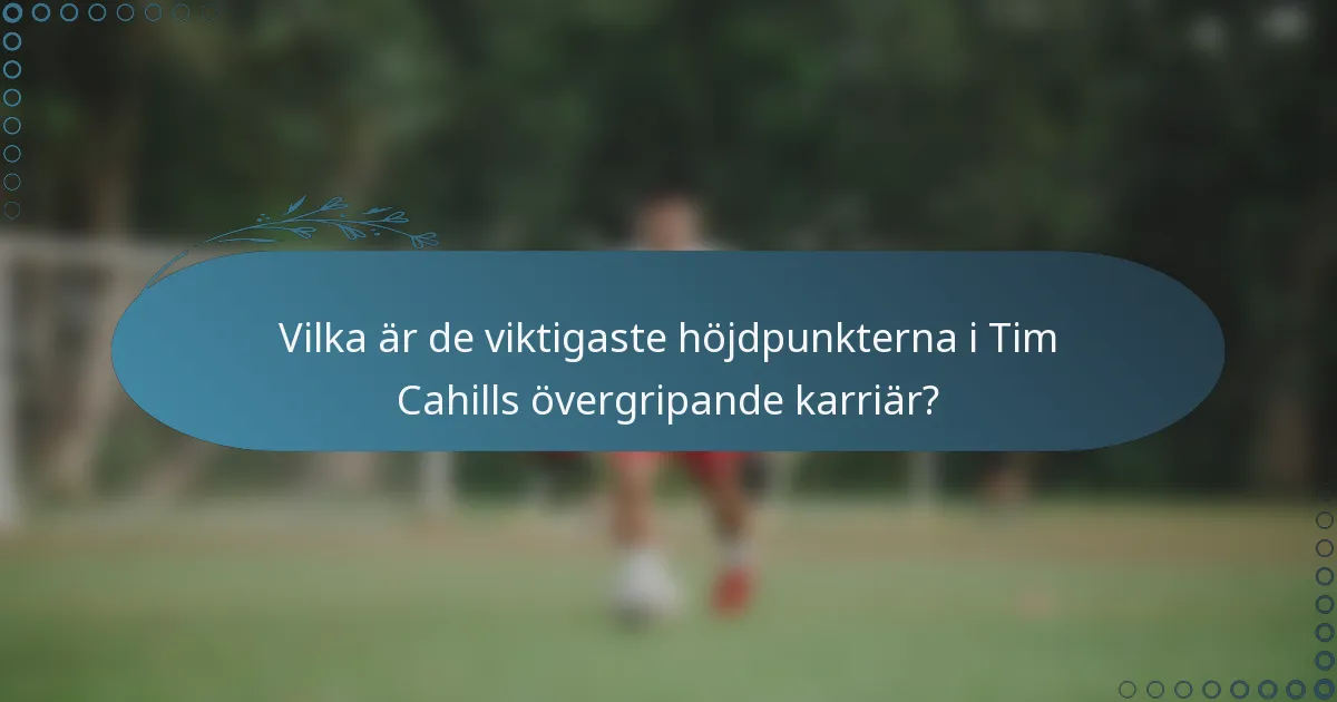Vilka är de viktigaste höjdpunkterna i Tim Cahills övergripande karriär?