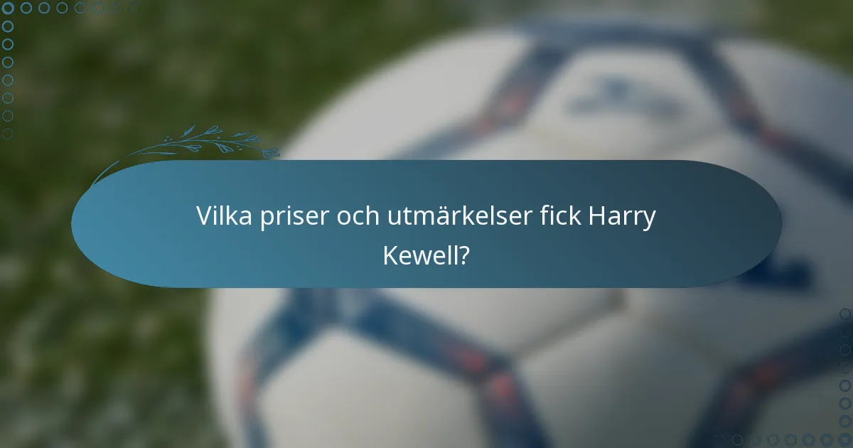 Vilka priser och utmärkelser fick Harry Kewell?