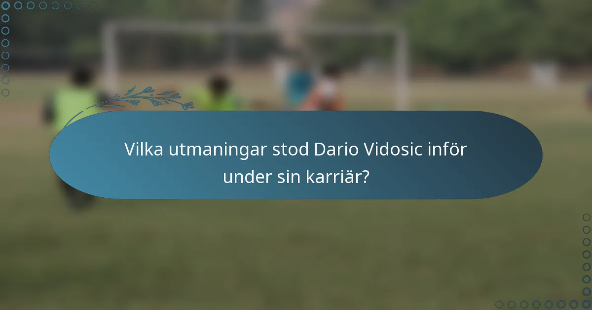 Vilka utmaningar stod Dario Vidosic inför under sin karriär?